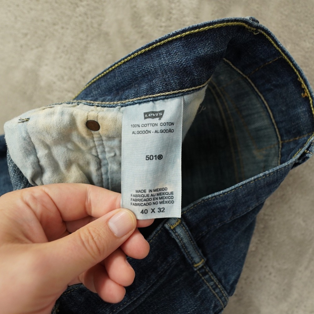 Levi's 501 XX Button Fly Denim Jeans Men's 40x32 (38x28) Blue Distressed - Picture 9 of 11